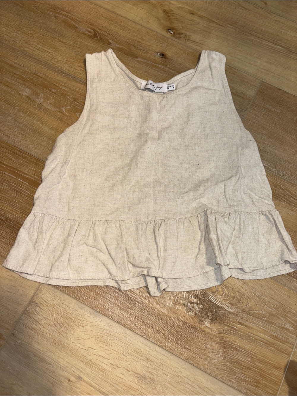 Petal & Pup Cream Linen Ruffle Hem Tank Top